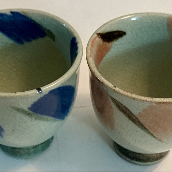 Japanese-Style Ceramic Cups Set of 2 – Unique Gray, Pink & Blue Hand-Painted - Picture 16 of 16